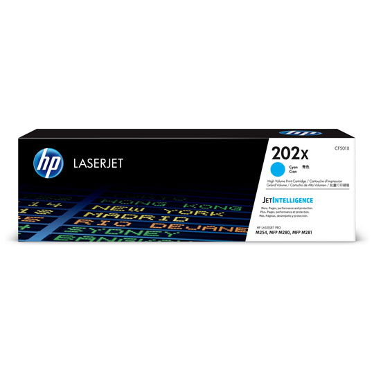 Cartucho de toner cian HP 202x.