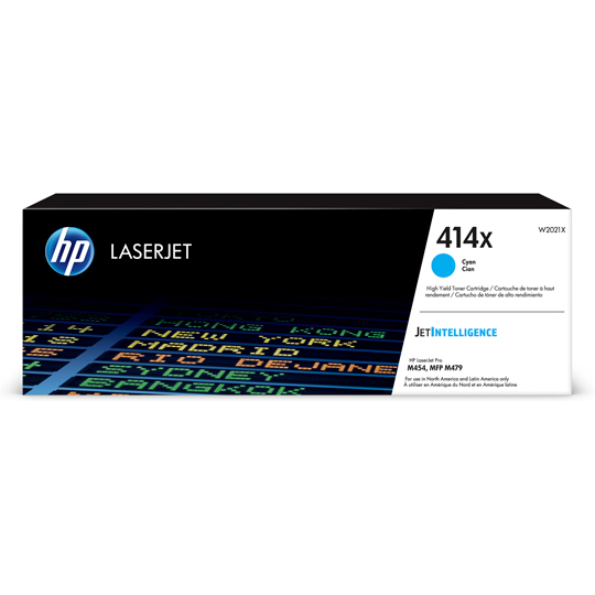 HP 414x cyan laserjet toner cartridge.