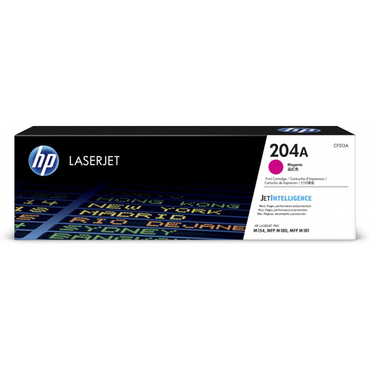 Cartucho de tóner magenta HP 204a.