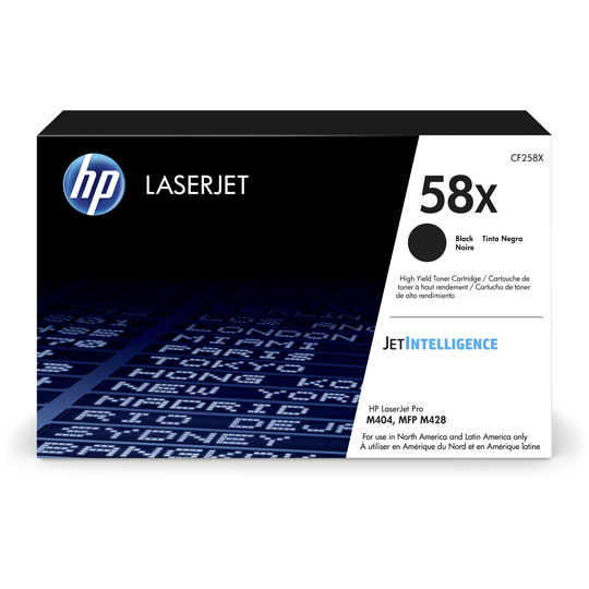 HP 58x black laserjet toner cartridge.