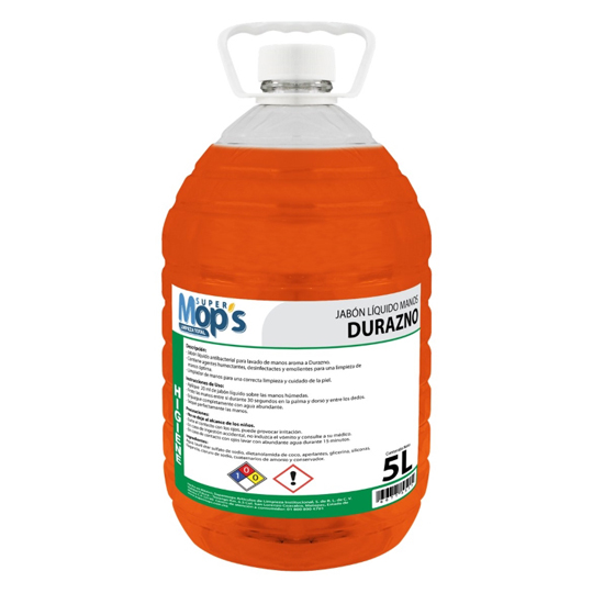 Jabon para manos antibacterial Super mops aroma durazno 5 Lt.
