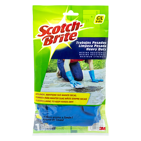 Guantes de latex azules afelpados Scotch-brite 3M tamaño grande