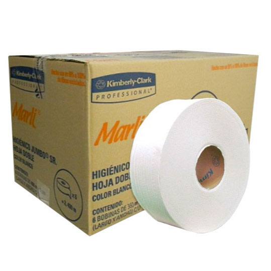 Papel Higiénico blanco Marli,caja c/6 bobinas jumbo 360 m mod 90532