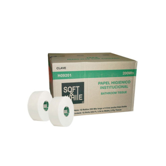 Papel Higiénico blanco soft & white,cajac/ 12 bobinas 200 m mod h09201