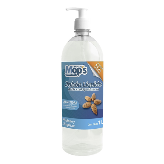 Jabon para manos antibacterial Super mops aroma almendras 1 Lt.