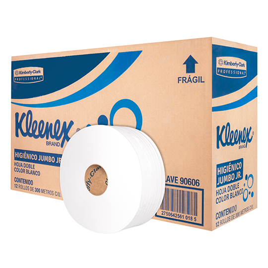 Papel Higiénico blanco Kleenex, caja c/12 bobinas 300m jumbo jr mod 90606