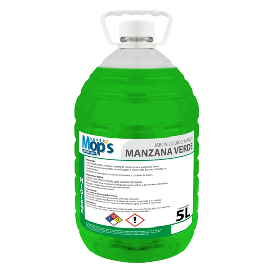 Jabon para manos antibacterial Super mops aroma manzana 5 Lt.