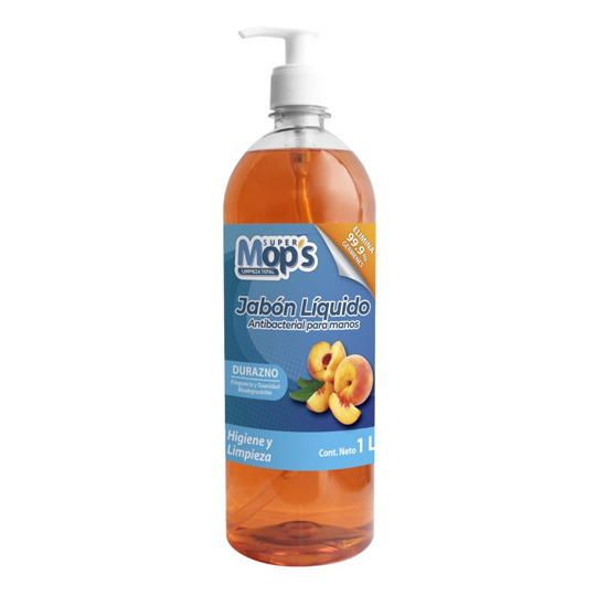 Jabon para manos antibacterial Super mops aroma durazno 1 Lt.