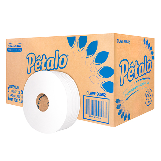 Papel Higiénico blanco Petalo, caja c/ 6bobinas 500m jumbo mod 90552