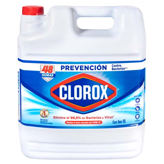 Blanqueador Clorox, cloro 10 Lt..