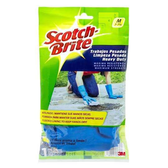 Guantes de latex azules afelpados Scotch-brite 3M tamaño mediano