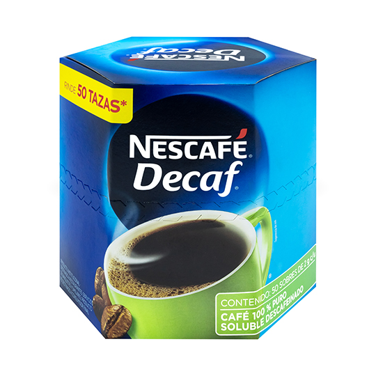 Cafe soluble nescafe decaf descafeinado stick 50 pzas