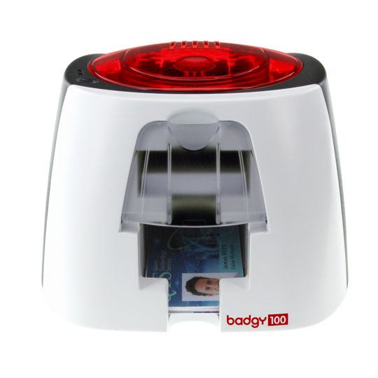 Impresora de credenciales Badgy 100.