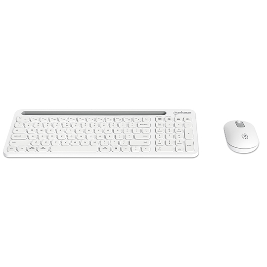 Teclado y Mouse Optico Inalambrico 2.4G & Bluetooth Blanco Combo Tecla Tijera