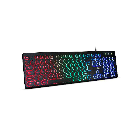 Teclado USB Brobotix iluminado negro retro