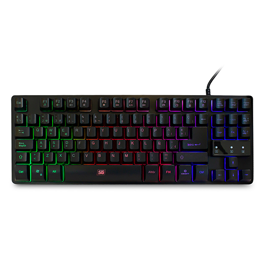 Teclado tkl Vorago start the game KB-503 alámbrico tenkeyless,rainbow, USB,negro