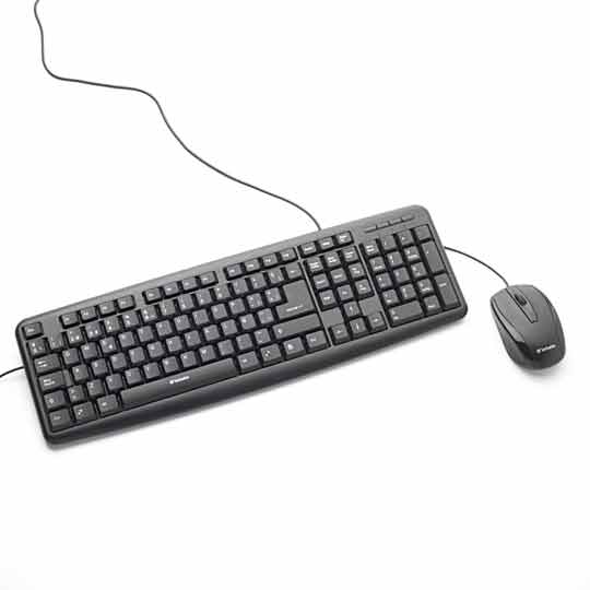 Kit Verbatim teclado y mouse alámbrico USB negro