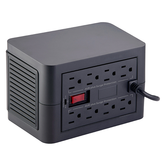 Regulador de Voltaje RV1200 600 W, 1200 VA + 8 Enchufes, 2x Puertos USB