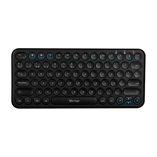 Teclado Vorago KBw-400 slim regargable tipo c 2 bluetooth + wireless negro