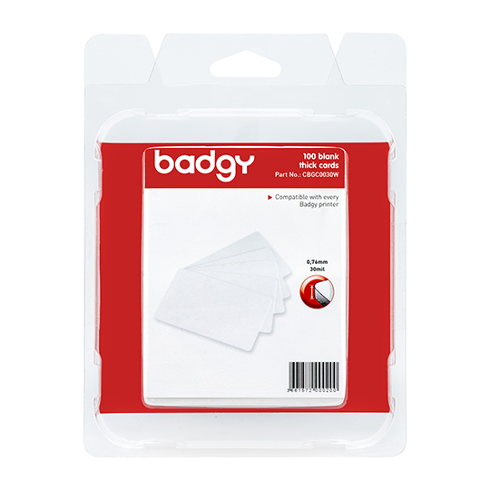 Tarjetas PVC Badgy Cal. 030, Paquete de 100