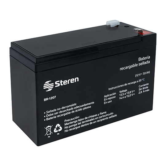 Batería sellada STEREN BR-1207 de ácido-plomo 12 Vcc 7 Ah color negro