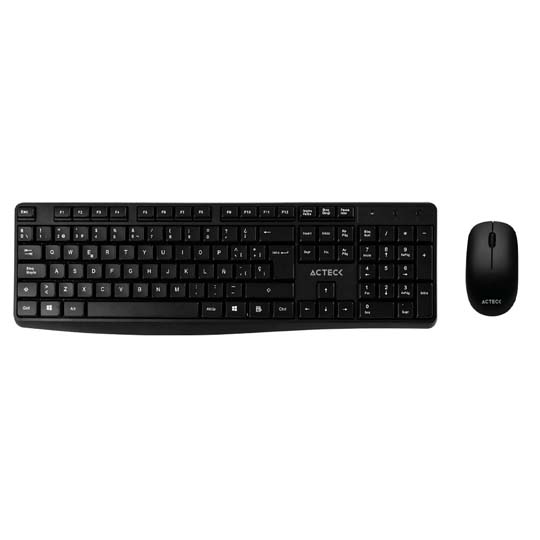 TECLADO CLÁSICO + MOUSE 1XRECEPTOR 2.4GHZ + 2XBAT AAA + 1XBAT AA INCLUIDAS NEGR
