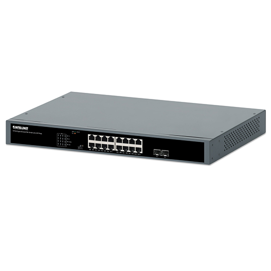 PoE Switch GB 16 ptos 19" 30W/pto, 250W, 2 SFP Ports