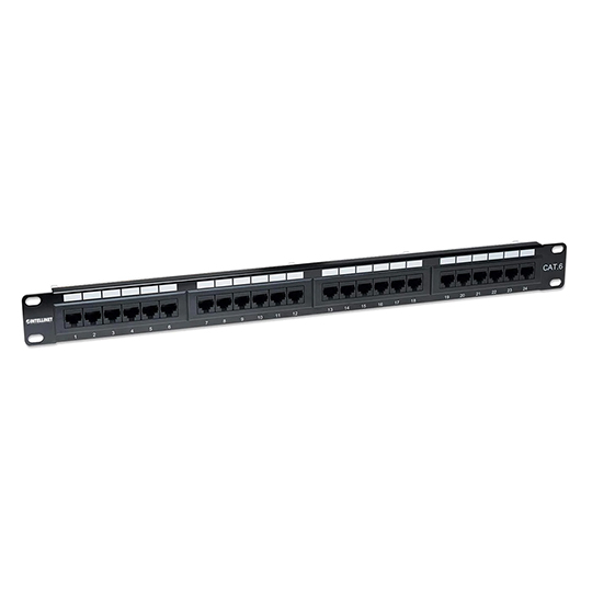 Panel parcheo Intellinet parcheo CAT 6 24 ptos 1u rack