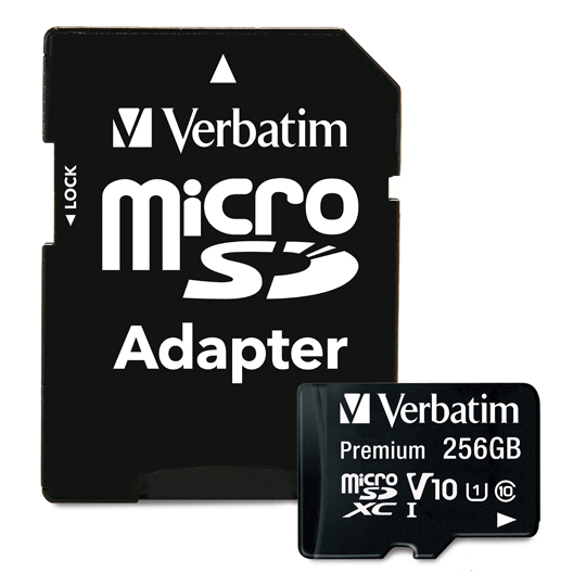 Microsdxc premium Verbatim 256GB clase 10 con adaptador