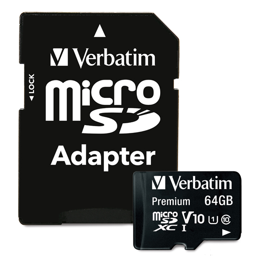 MICROSDXC PREMIUM VERBATIM 64GB CLASE 10 CON ADAPTADOR