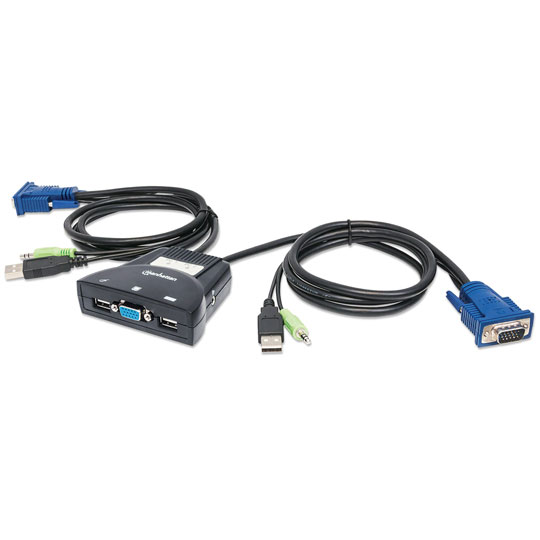 Mux kvm Manhattan mini USB 2:1 con cables+audio