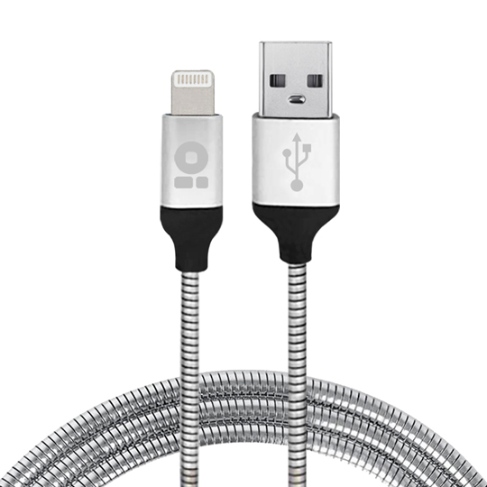 Cable lightning Brobotix 1mt acero inoxidable plata