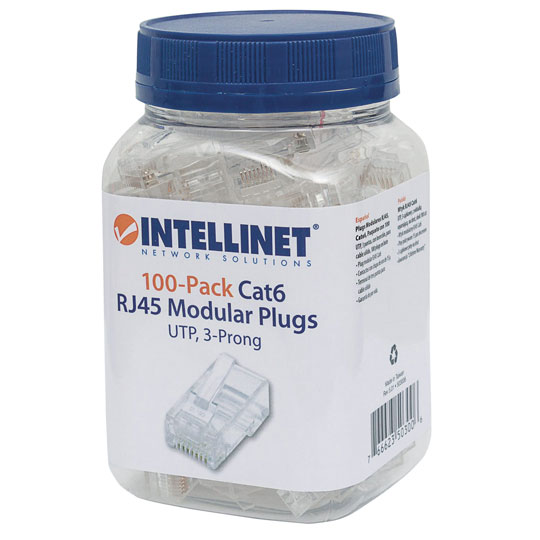 Plug Intellinet RJ45 CAT 6 UTP solido 100 pzas