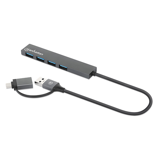 Hub Manhattan c/conector de USB-A a USB-C con 4 puertos USB A 3.2