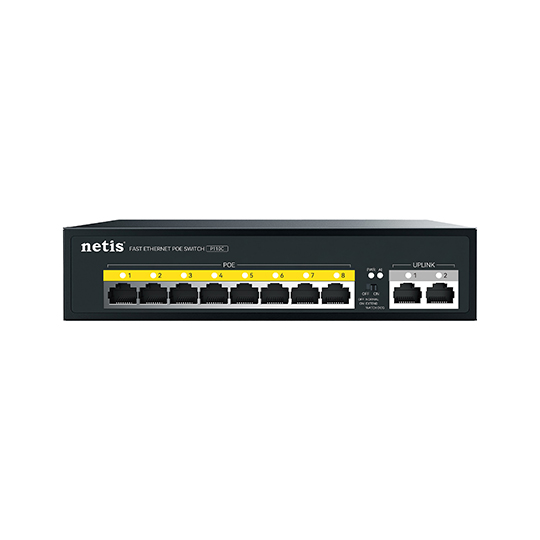 Switch poe Netis 8+2 puertos 100M, 120W