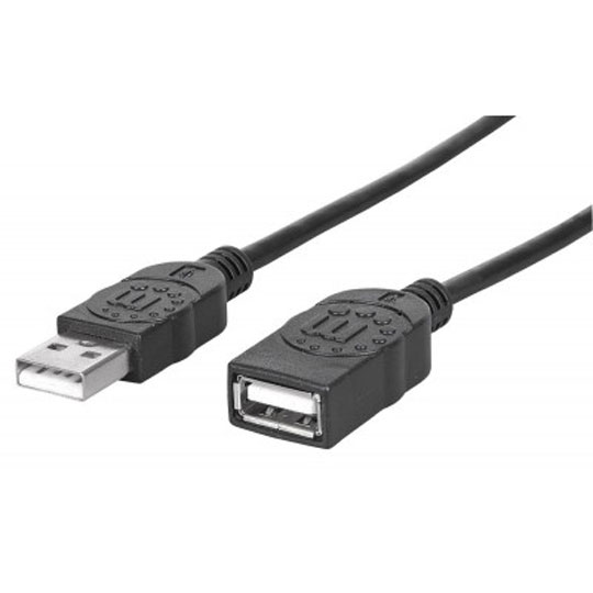 Cable Manhattan USB v2.0 ext 1.8m negro.