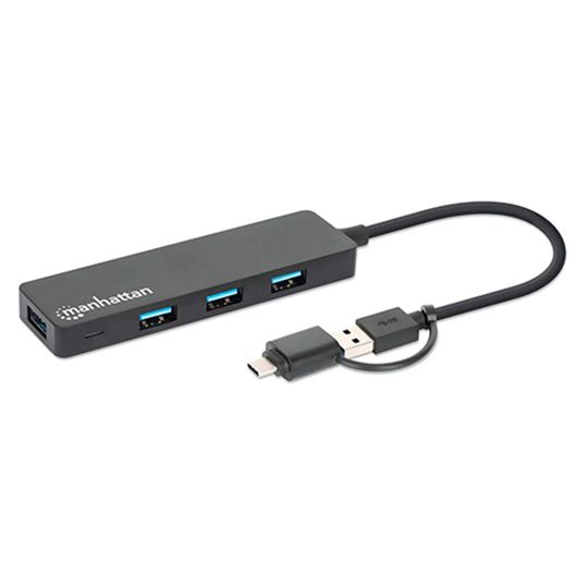 Hub 4 puertos Manhattan conector adaptable de USB A 3.2 a USB C