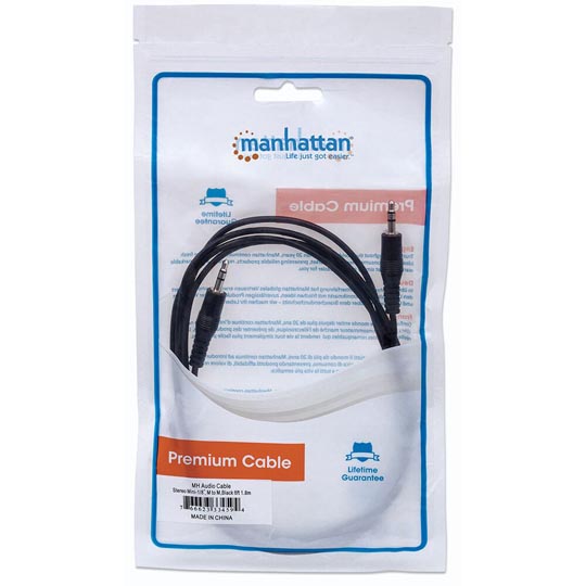 Cable Manhattan audio 3.5mm 1.8 m, negro.