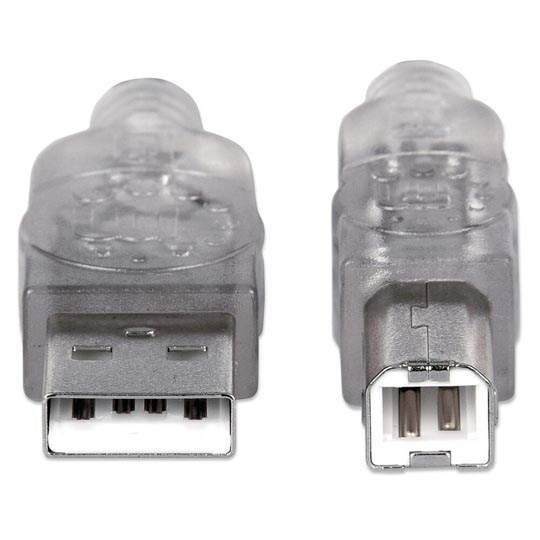 Cable Manhattan USB a-b v2.0 3.0m plata.