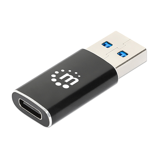 Convertidor Manhattan USB-A Macho 1x USB-C 5 Gbit/s Negro