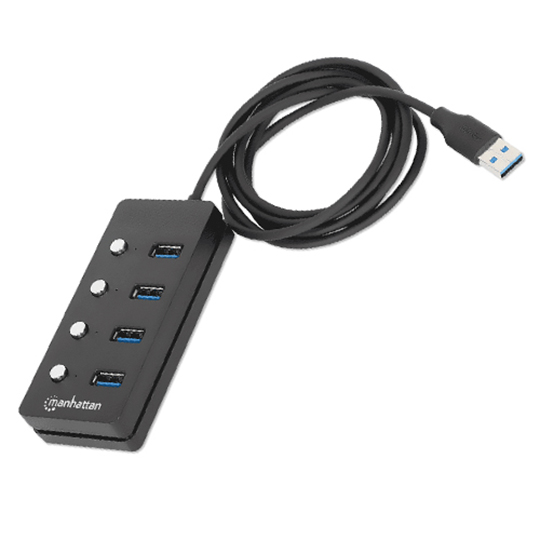 Hub Manhattan USB A con 4 puertos USB-A interruptor por puerto