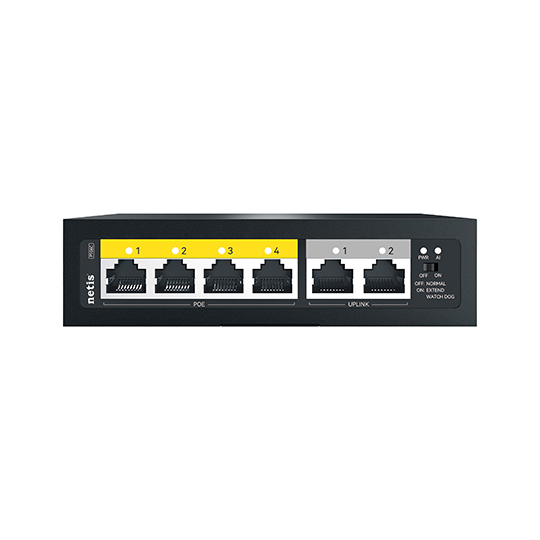 Switch pow Netis 4+2 puertos 100M, 65W