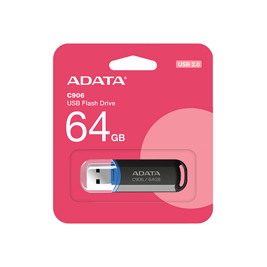 Memoria USB Adata Flash C906, 64GB, USB-A 2.0, Negro