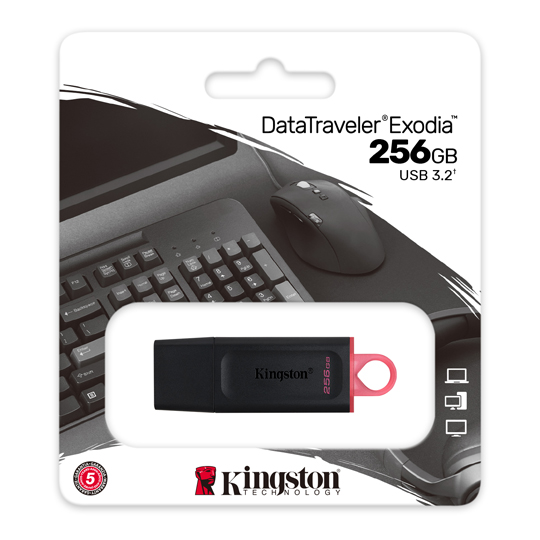 Memoria USB, 256GB, 3.2 Gen 1, Negro/Rosa.