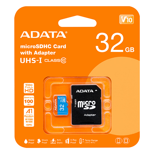 Memoria Flash Adata, 32GB Microsdhc Uhs-I Clase 10, Con Adaptador