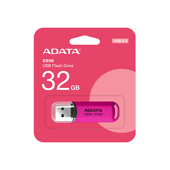 Memoria USB Adata C906, 32GB, USB 2.0, Rosa