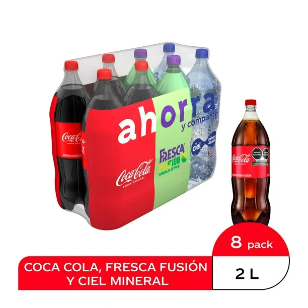 Refresco Coca-Cola Surtido Pet 8 pzas de 2 L c/u