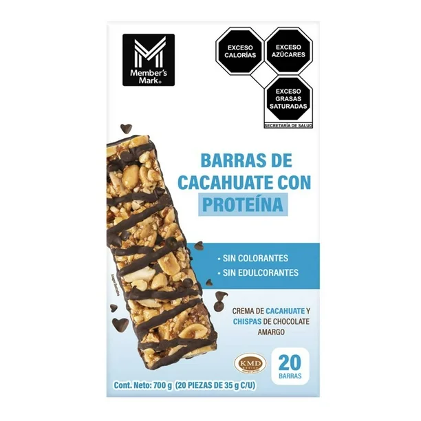 Barras de Cacahuate Member's Mark con Proteína 700 g (20 pzas de 35 g c/u