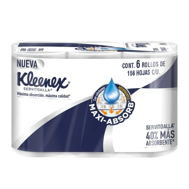 Servitoalla Kleenex Maxi-Absorb 6 Rollos con 156 Hojas c/u 