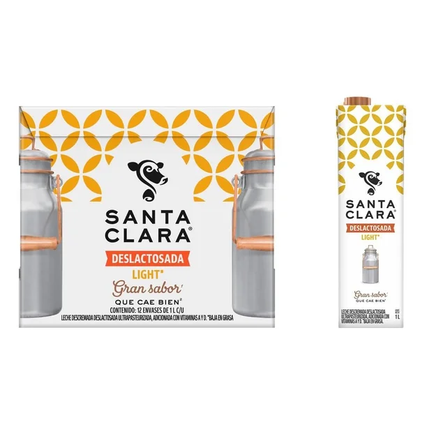 Leche Deslactosada Santa Clara Light 6 pzas de 1 l c/u